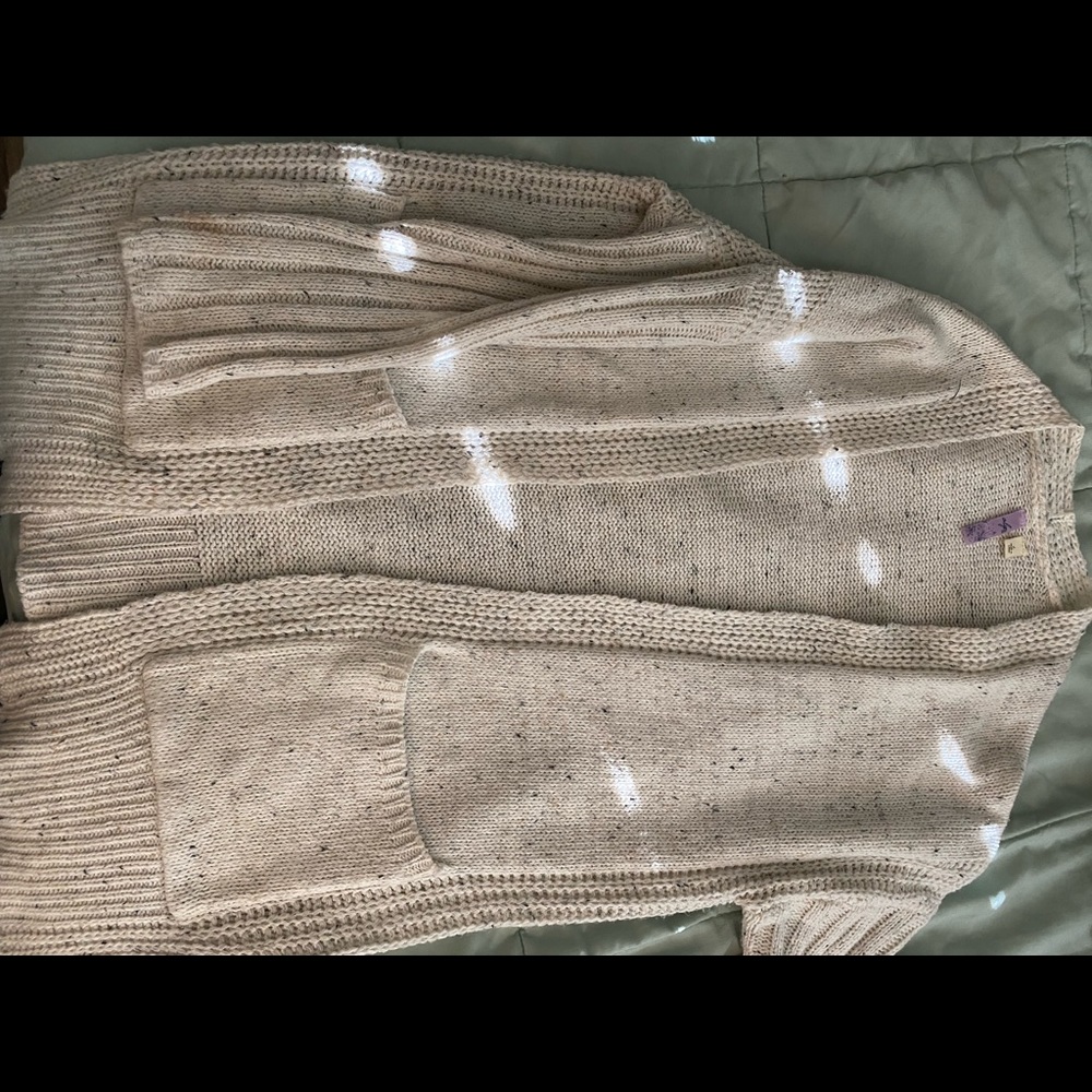 White Confetti Colored Cardigan Size Large